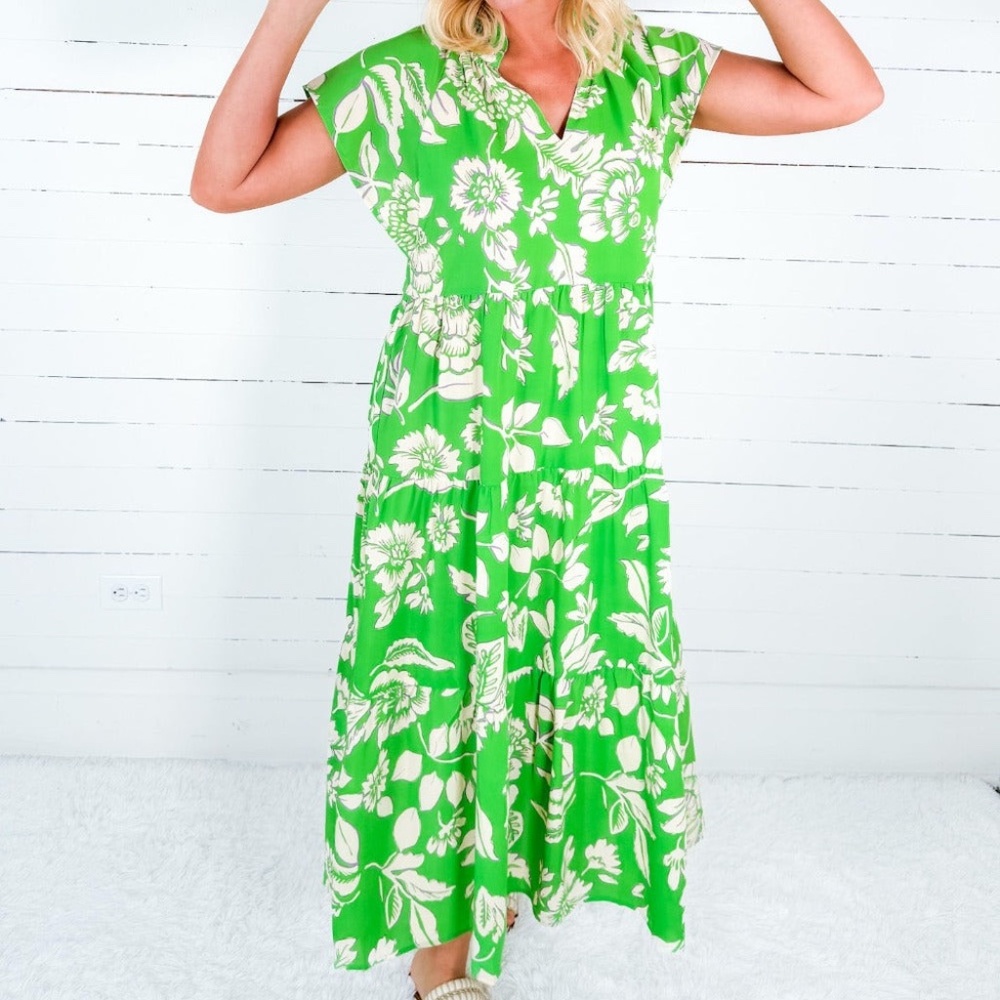 THML Green Floral Midi Dress NWT